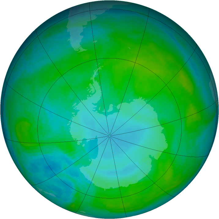 Antarctic ozone map for 25 January 1988